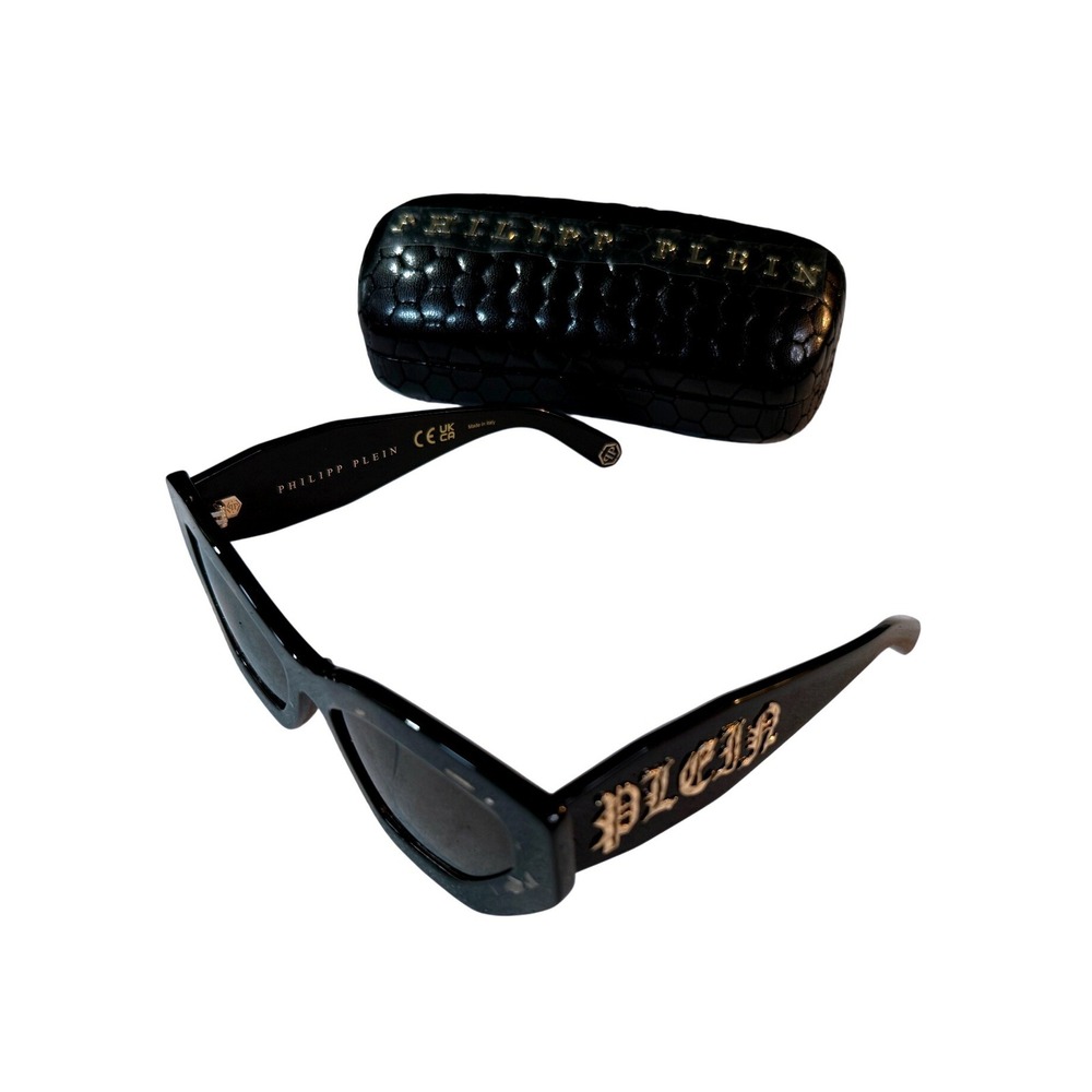 Philipp Plein Sunglasses Supreme Star 55mm Black Baddie Y2K Mob Wife Case NWT